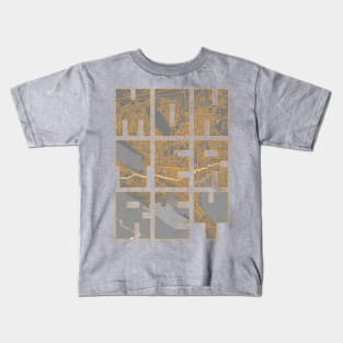 Monterrey, Nuevo Leon, Mexico City Map Typography - Bauhaus Kids T-Shirt